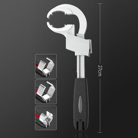 Clé multifonction pour évier, clé de salle de bain, clé à denture ronde, clé réglable, outils pour l'installation de plomberie d'évier (1/4)