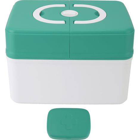 Boîte de rangement pour médicaments, trousse de secours, contenant médical pour la maternelle, l'école et la maison (vert)