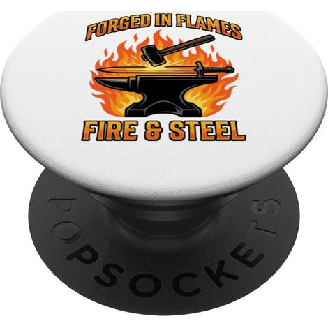 Marteau à Enclume Forgé dans Les Flammes Cadeau PopSockets PopGrip Adhésif (1/5)