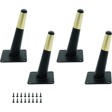 Lot de 4 Pieds de meuble, Métal, 15 cm, Or noir, Montage DIY, Pour table basse et canapé (1/3)