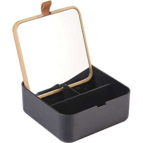 Miroir & Boîte à bijoux Bambou & PS carré ALAIS Noir Spirella (1/4)