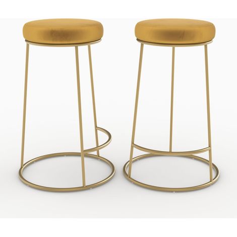 Set de 2 sillas para isla de cocina de terciopelo amarillo curry 63 cm - Kendal