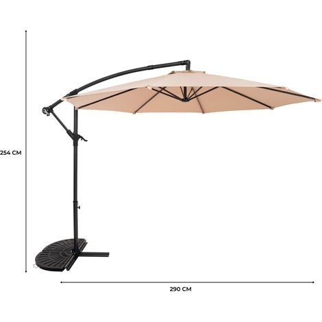 Ausleger-Sonnenschirm 3 m Beige Bananenschirm & Halber Fächerfuß