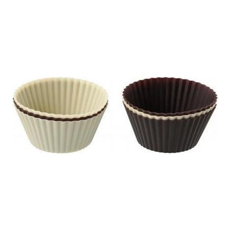 Zenker set 6 pezzi pirottini in silicone per muffin, colore crema e cioccolato resistenti fino a 230 gradi - diametro 7 x 3 cm