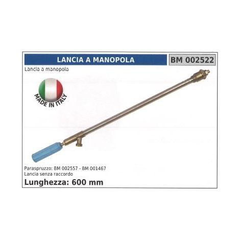 Lancia a manopola irrorazione irrigazione 600mm senza raccordo