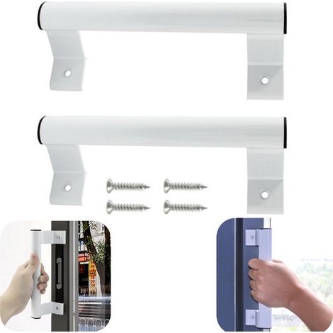 Poignées de porte coulissante en aluminium lot de 2 - poignées blanches universelles (1/5)