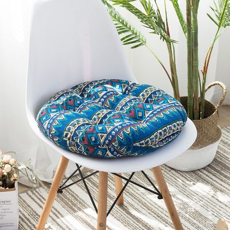 2 Coussins de siège 45x45cm, Coussins de Chaise pour intérieur et extérieur - décoration de mobilier de Jardin Coussins de Chaise. (Ronde,Bleu) (1/5)