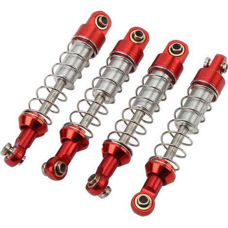 2 Paires d'Amortisseurs Hydrauliques 60mm en Aluminium pour RC Crawler WPL C14, C24, MN D90, 99S - Rouge (1/5)