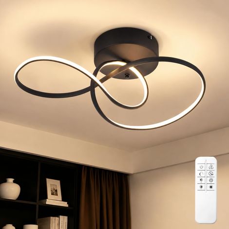 GBLY Lámpara de techo LED 24 W Negra Diseño Moderno Regulable Con Mando A Distancia Para Salón Dormitorio Comedor Oficina Pasillo (1/5)
