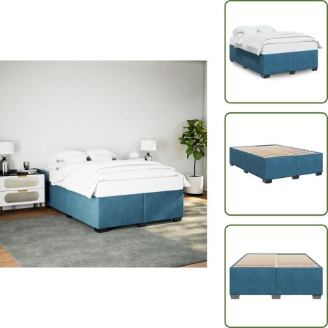 Bettgestell Blau 160x200 cm Samt - Samtbett - Blau - Doppelbett - Bettesrahmen - Boxspringbetten (1/5)