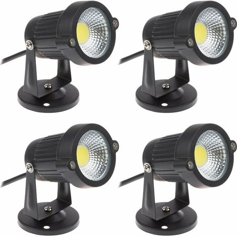 Lot de 4 Spot LED Cob 5W 220V Spots Jardin Orientables Luminaires Extérieur Jardin Terrasse,Blanc Froid (1/5)