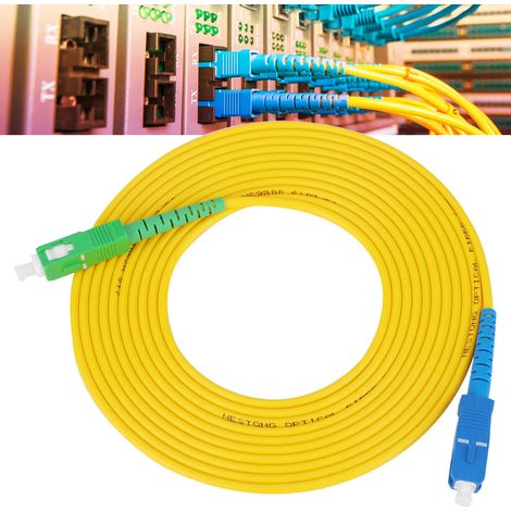 Câble fibre optique monomode SC/UPC à APC/SC, 2 pièces de 3 mètres, cordon de raccordement pigtail, fibre jack, perte faible, jaune, pour réseau FTTH et data center. (1/5)