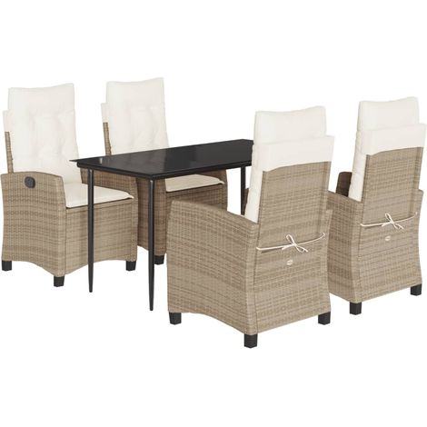 Maison Exclusive - Set comedor de jardín 5 pzas con cojines ratán (1/5)