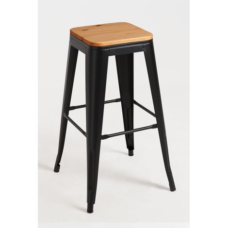 Taburetes Altos - Taburete Torix Alto Madera Natural - Negro mate