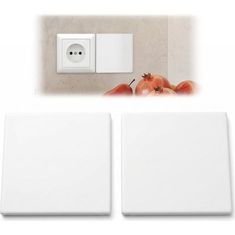 No Drilling Required White Designer Socket Covers, Pack of 2 Self-Adhesive Blanking Plates 86x86mm, Wall Protection for Sockets and Switches, PC Finishing Panel for Home Renovation (1/5)