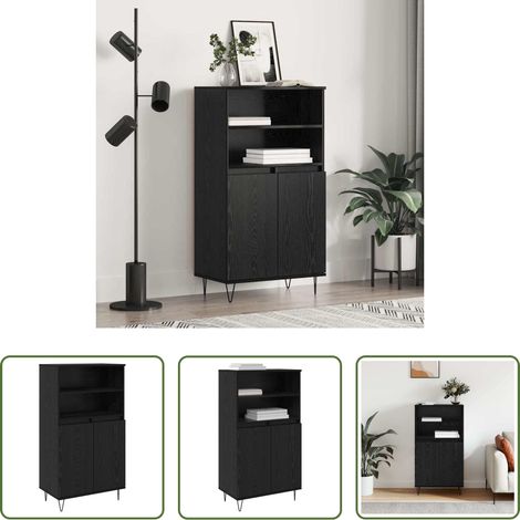 vidaXL Armoire noir - Haut Armoire Noir 60 x 36 x 110 cm Bois d'ingénierie (1/5)