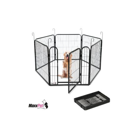 MaxxPet Parque para perros – Valla para perros interior y exterior - Parque para cachorros, conejos y otras mascotas - Zona de juegos plegable – Jaula con 6 paneles – 60x60 cm