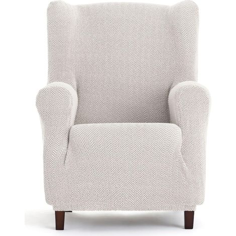Housse bi-élastique pour Fauteuil à Oreilles Super élastique Housse de Fauteuil à Oreilles Couleur écru, Adaptable, Respirante et Facile à Installer avec des mousses de Fixation (1/5)