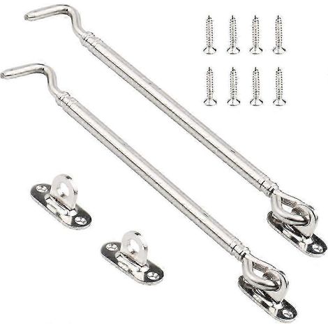 [RM] Crochet de cabine en acier inoxydable, verrou de porte robuste, verrou de porte battante, fixation par fenêtre, fixation silencieuse avec vis, 205 mm, lot de 2 2025