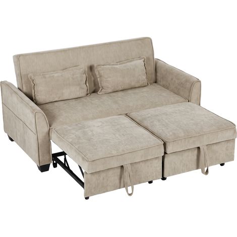 Canapé Convertible 2 Places 4 en 1, Canapé-Lit d'Angle en Chenille 167cm, Dossier Réglable, Assise Large, Marron (1/5)