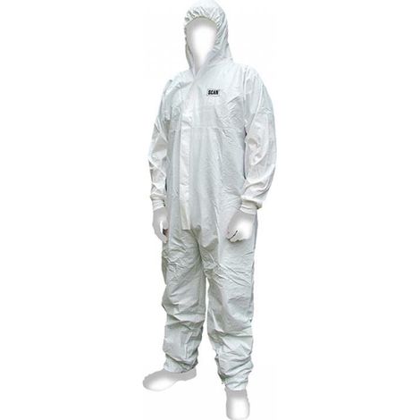 Scan 2503 LARGE Chemical Splash Resistant Disposable Coverall White Type 5/6 L (39-42in) SCAWWDOL56 (1/3)