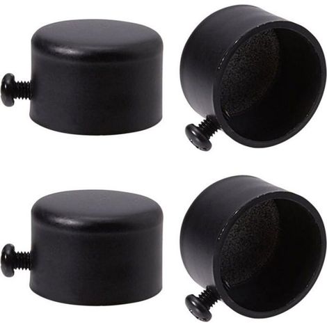 4pcs Embouts de Tringle Rideau Embouts de Rideau en Mtal Noir Embouts avec Vis Embouts de Tringle Rideau Cylindriques de Odipie (1/4)