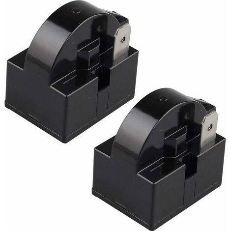 Lot de 2 relais de démarrage QP233 PTC 33 Ohm 220 V à une broche PTC pour réfrigérateur congélateur et compresseur Noir, (1/4)