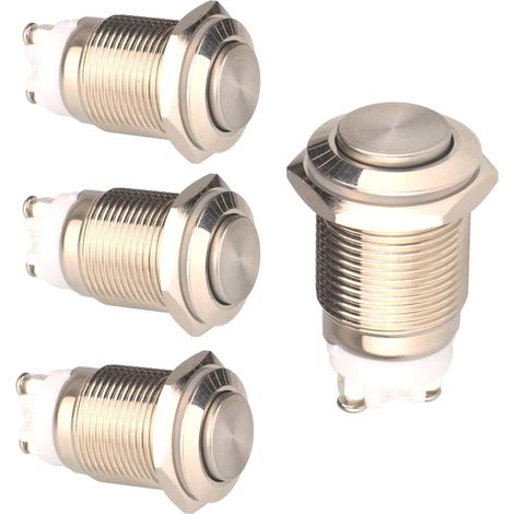 4 Interrupteur à bouton-poussoir, verrouillage, tête haute, 16mm, étanche IP67, acier inoxydable, pour tableau électrique