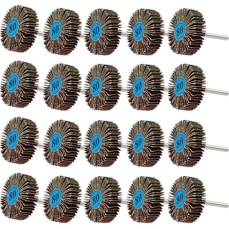 Lot de 20 roues à lamelles montées sur tige pour meuleuse à lamelles grain (1/5)