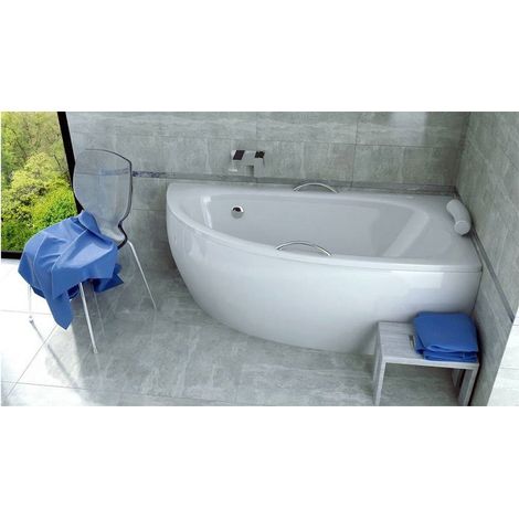 Azura Home Design – Baignoire d'angle MARINA droite 150 × 70 cm – Acrylique renforcé – Tablier galbé inclus – Fond ergonomique pour confort