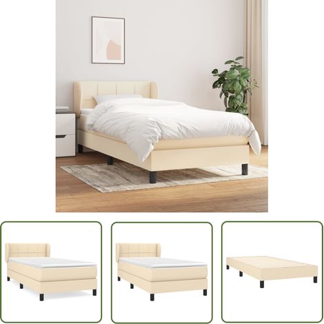 Lit Adulte moderne, Lit à sommier tapissier avec matelas Crème 100x200 cm Tissu GSW88664 (1/5)