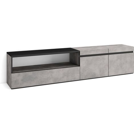 Skraut Home - Mobile TV Soggiorno, Ampio spazio a disposizione, 200x45x35cm, Per TV fino a 80", Mobile Soggiorno, Stile moderno, Grigio Cemento (1/5)