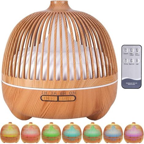 Difusor de aromas para aceites esenciales，humidificador ultrasónico premium con luz LED de 7 colores，ultra silencioso (30 dB)，apagado automático (1/5)