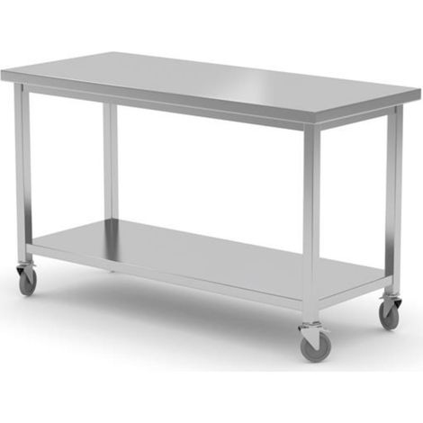HENDI Mobiler Tisch, mit Ablage – verschraubt, Kitchen Line, 1000x700x(H)850mm (1/2)