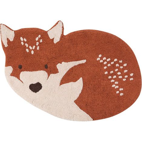 Tapis Enfant Motif Loup Little Wolf en Coton Tufté Main Lavable et Antidérapant pour Chambre - PANGIVO (1/5)