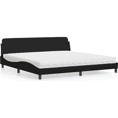 Cama con colchón Dover cuero sintético negro 200x200 cm (1/5)