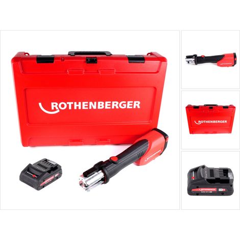 Rothenberger ROMAX 4000 Pressatrice elettroidraulica in valigetta + Batteria RO BP18/4 Li-HD da 4,0 Ah - senza caricabatterie