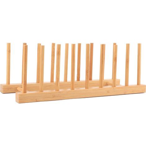 Porte-assiettes en bambou, organiseur de rangement de cuisine pour tasses, couvercles et planches à découper (1/5)