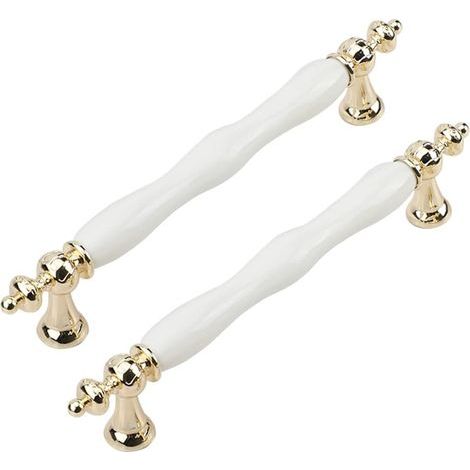 kitchen cabinet handles - arched handles - ceramic handles (gold - 128 mm center distance) (1/5)