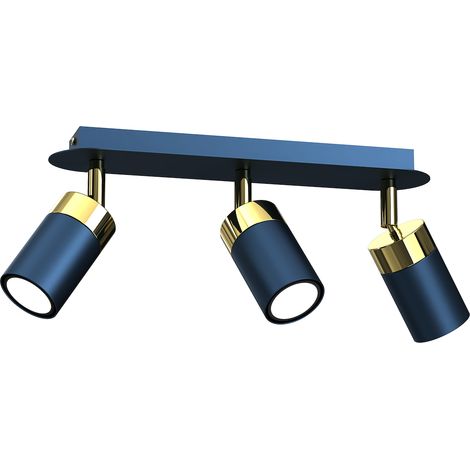 Plafonnier spot Milagro Joker bleu/or 3xE27 60W métal (1/5)