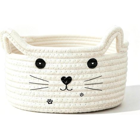 Corbeille Rangement Chambre en Forme de Chat, Blanc - MMCD-ZGL-05492 (1/5)