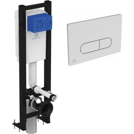 Ideal Standard – Bâti support WC autoportant 300mm – Économie d'eau Smartvalve – Réglage hauteur rapide – Résistance corrosion – Plaque commande carrée ABS