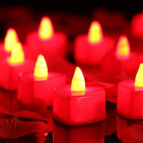 24 bougies chauffe-plat LED en forme de cœur, bougies LED « amour » à disperser pour la Saint-Valentin (lumière rouge) (1/5)