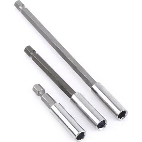 BelleRise - 3Pcs 1/4" Porte Embouts Magnétique Extension de Vissage Tournevis Tige Hexagonal 60mm 100mm 150mm Rallonge Embout Visseuse (1/4)