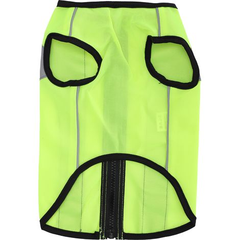 Jeffergarden Vêtements de sécurité de nuit pour animaux de compagnie, veste brillante, gilet léger réfléchissant, fermeture éclair pour chiens, vert fluorescent S (1/4)