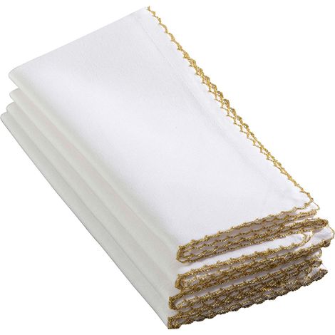 Lot de 4 Serviettes de Table carrées dorées 50,8 x 50,8 cm (1/3)