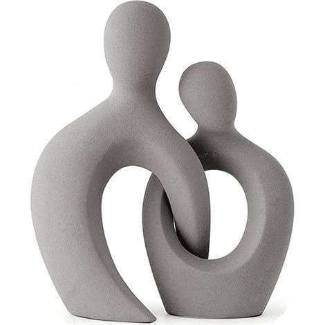 Sculpture d'amour en céramique grise, décoration intérieure moderne, statue abstraite pour salon, bureau, chambre, 120 cm (1/5)