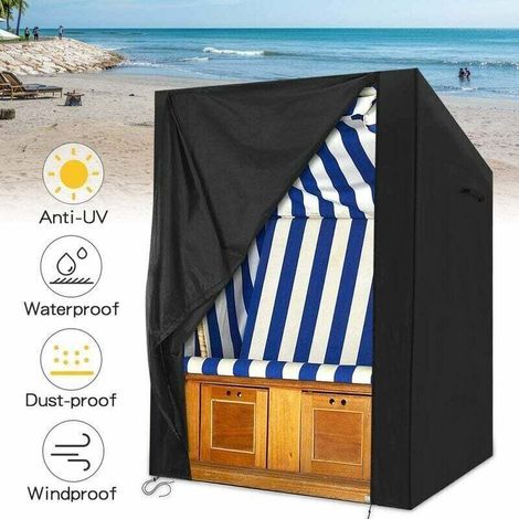 Telo copri sedia da spiaggia, copertura per cesto da spiaggia, tessuto Oxford 210D, impermeabile e resistente ai raggi UV, nero (1/4)