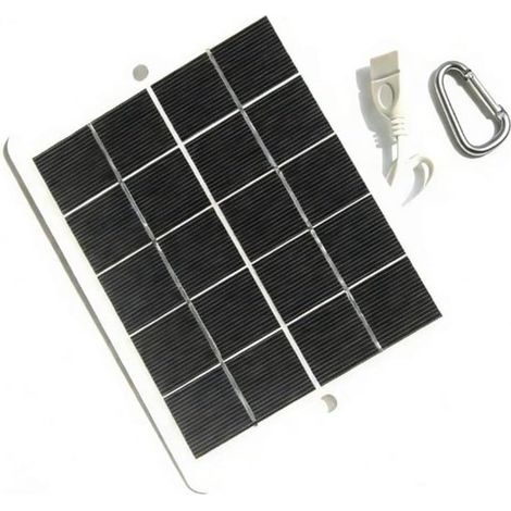 Tragbares Solar-Ladepanel, Solar-USB-Ladepanel 3W 5V, mit Karabinerhaken, für Camping, Wandern und Outdoor-Aktivitäten (1/5)