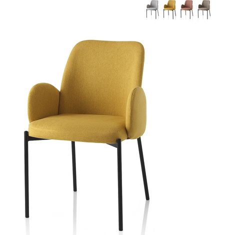 2 x sedie imbottite per cucina moderne in tessuto con braccioli Antea - Giallo (1/5)